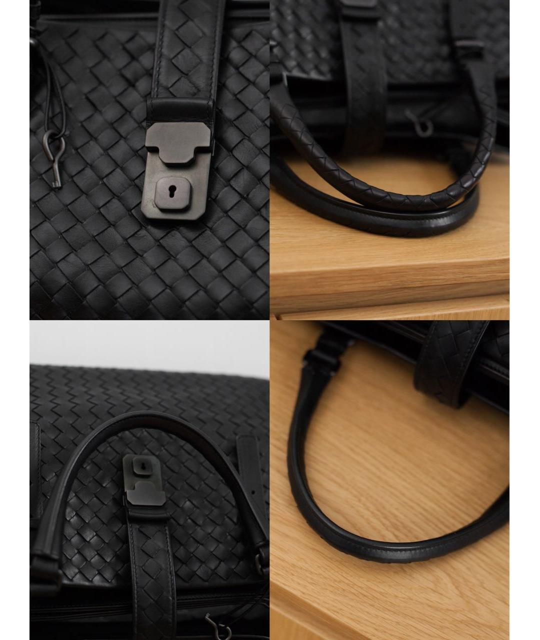 BOTTEGA VENETA Черная кожаная сумка с короткими ручками, фото 6