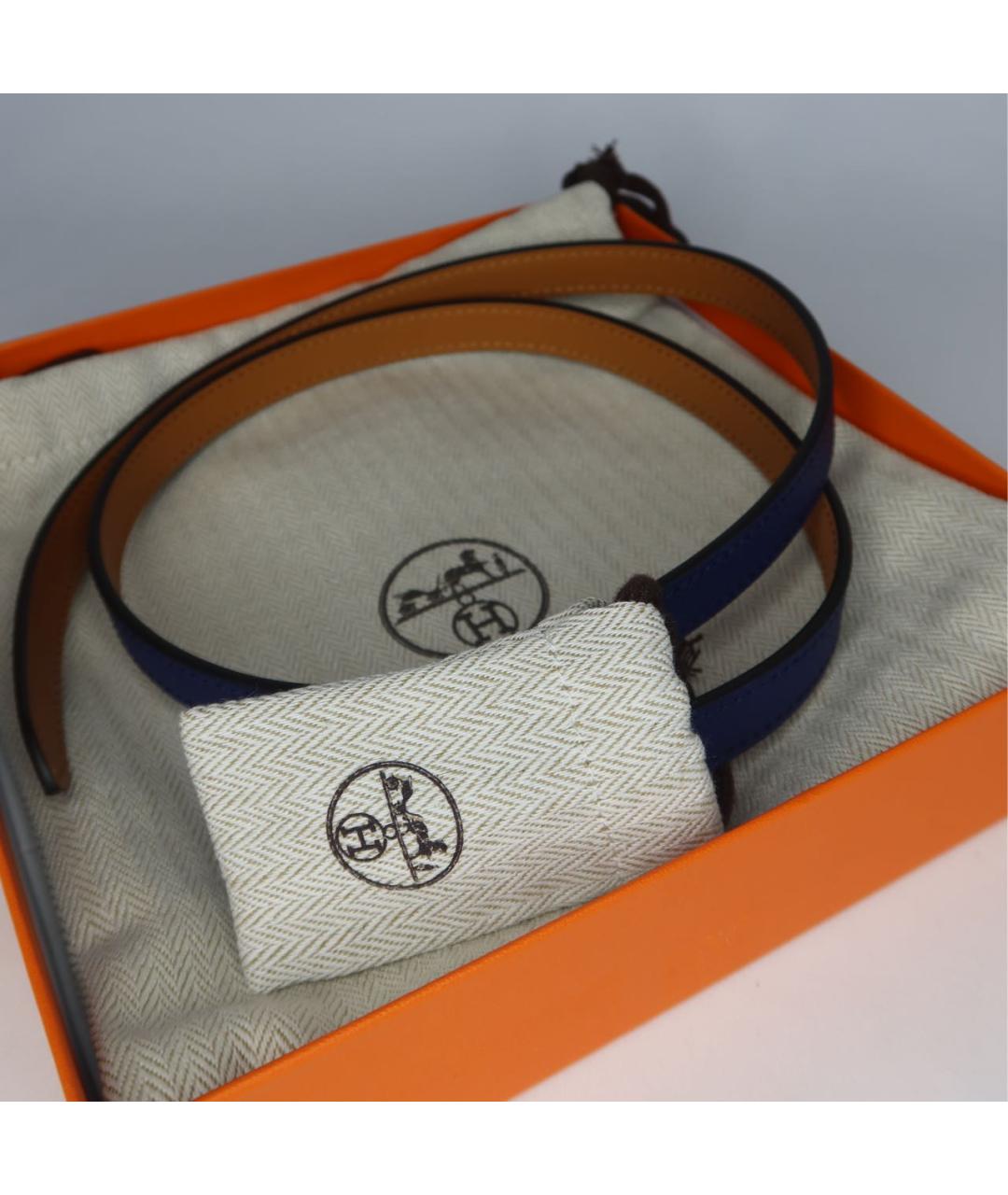 HERMES Синий кожаный ремень, фото 5