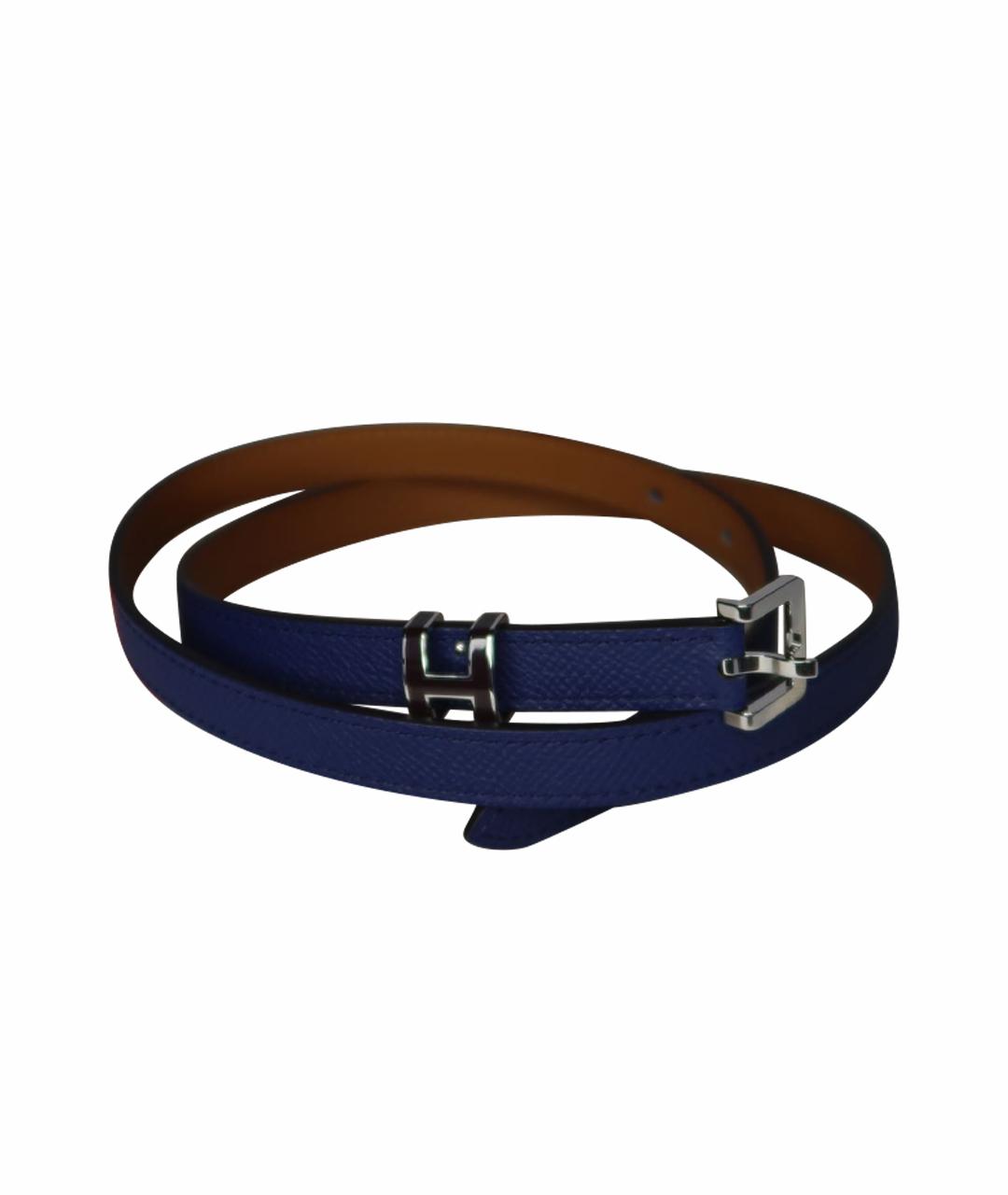 HERMES Синий кожаный ремень, фото 1