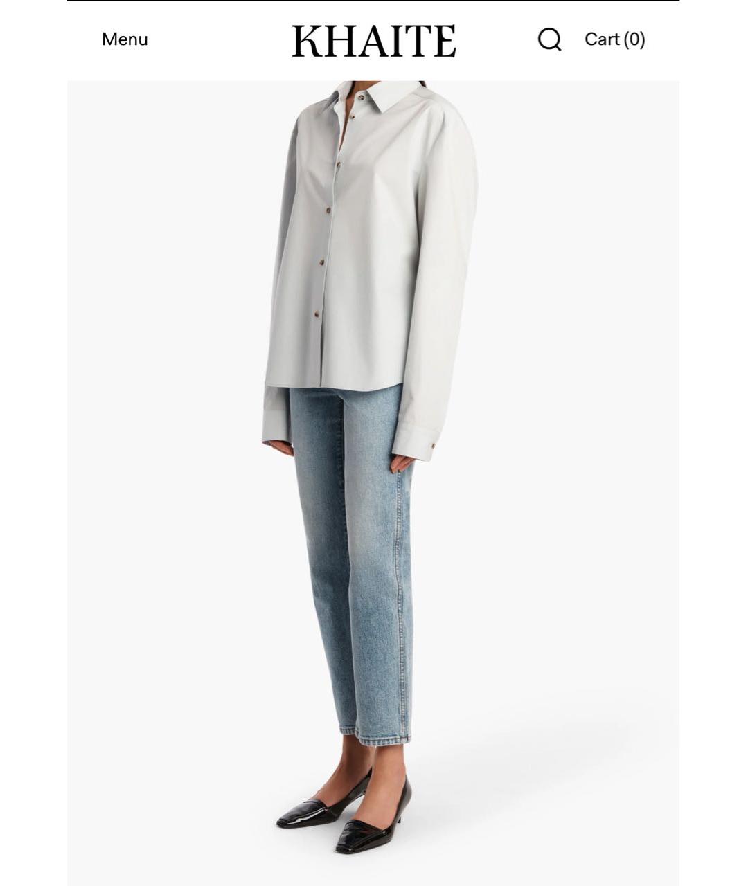 KHAITE Голубые хлопковые прямые джинсы, фото 4