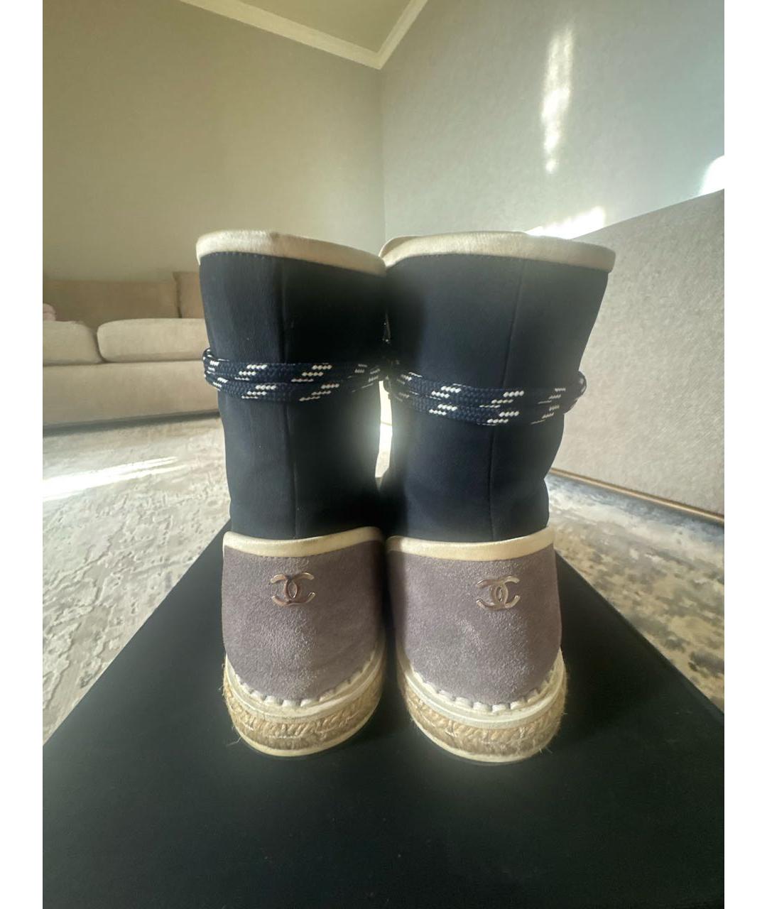 CHANEL Темно-синие текстильные кеды, фото 4