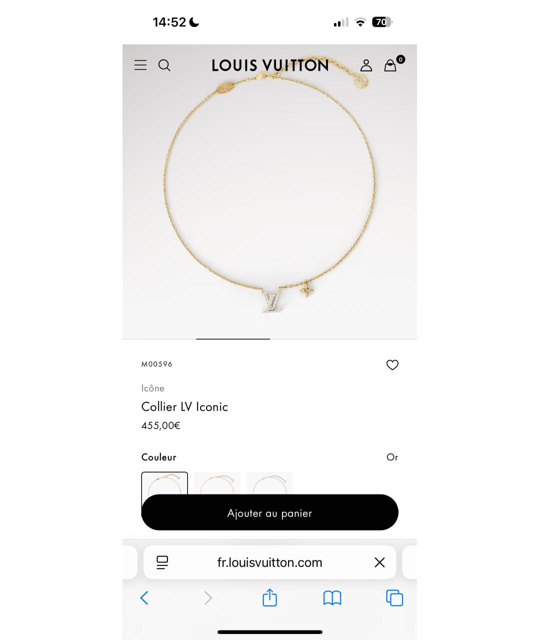 LOUIS VUITTON Золотое латунное колье, фото 7