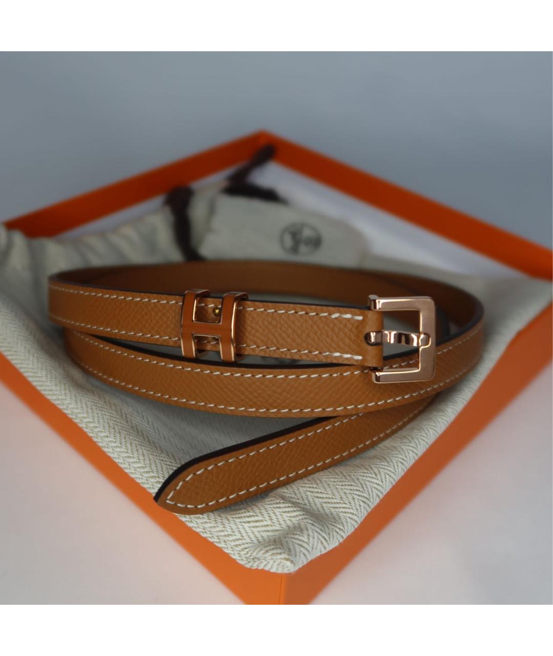 HERMES Бежевый кожаный ремень, фото 7