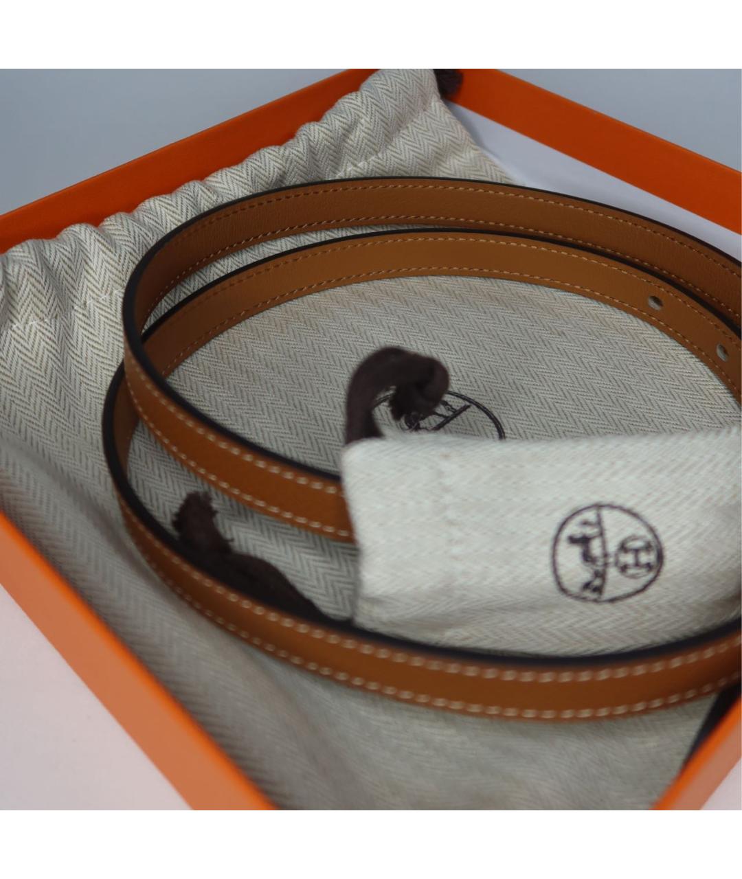 HERMES Бежевый кожаный ремень, фото 5