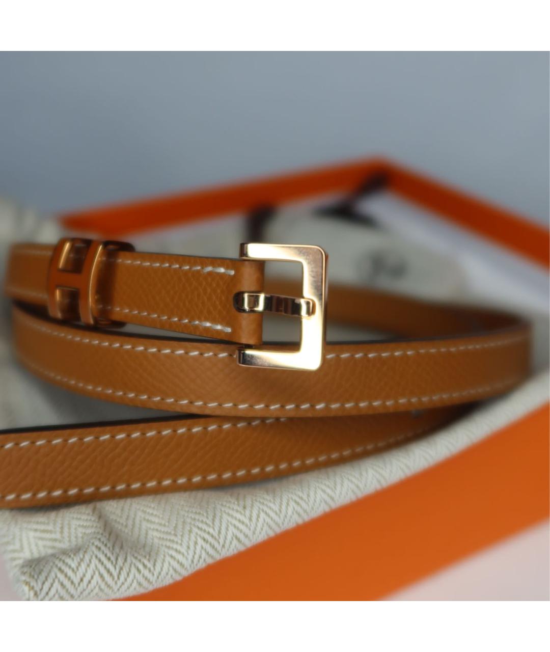 HERMES Бежевый кожаный ремень, фото 2