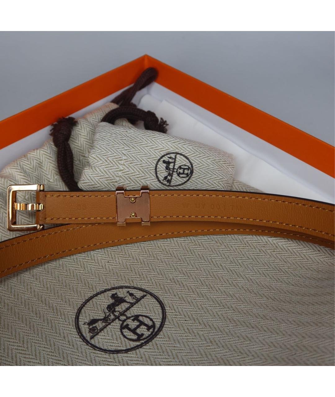 HERMES Бежевый кожаный ремень, фото 3