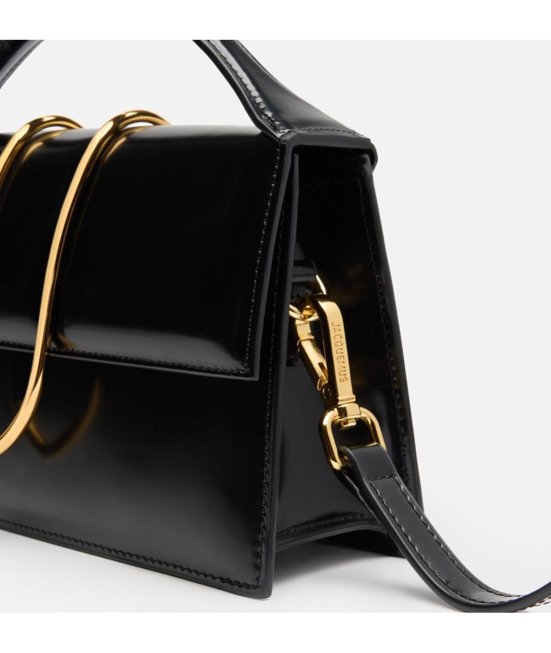 JACQUEMUS Черная кожаная сумка тоут, фото 5