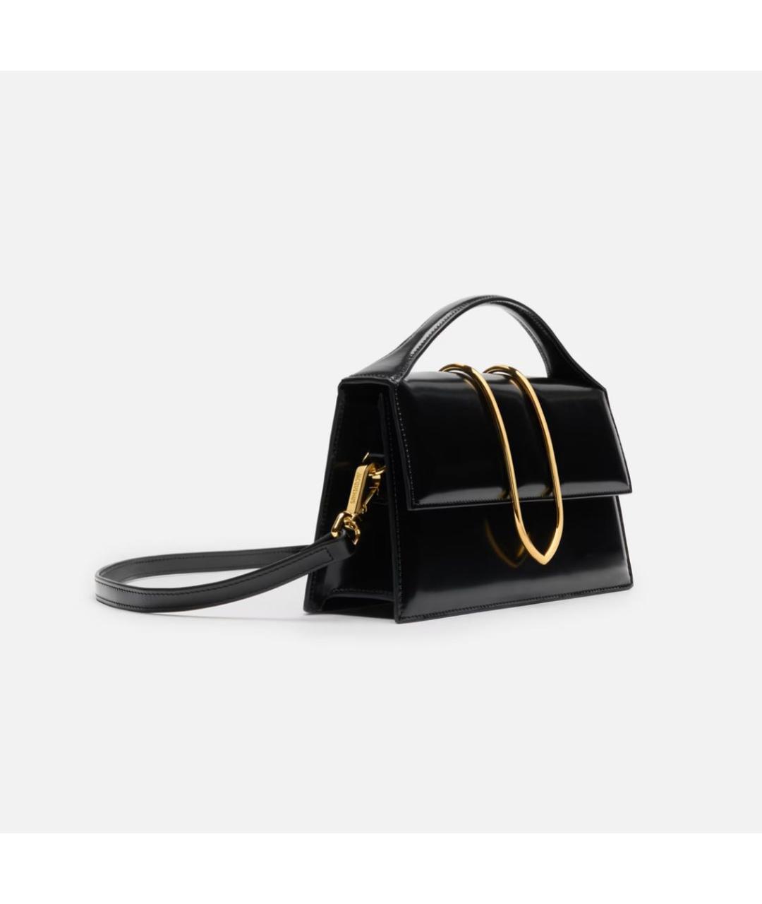 JACQUEMUS Черная кожаная сумка тоут, фото 2