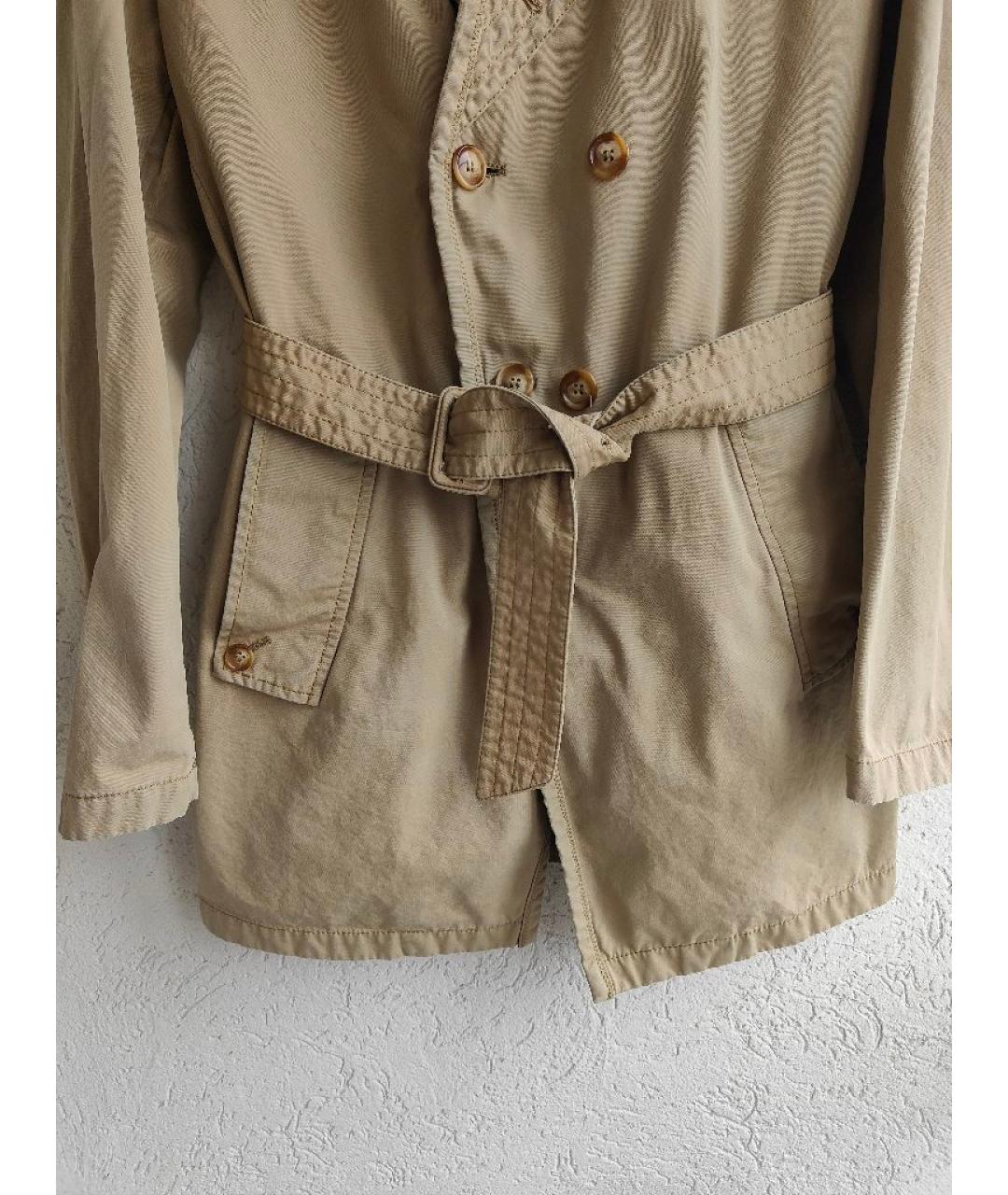 MIU MIU Бежевый хлопковый тренч / плащ, фото 4