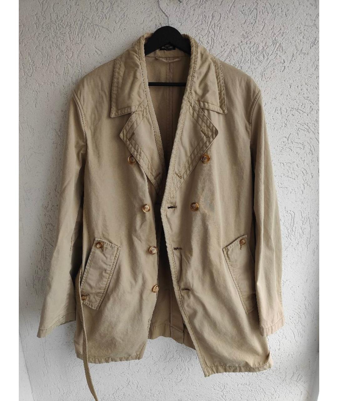 MIU MIU Бежевый хлопковый тренч / плащ, фото 5