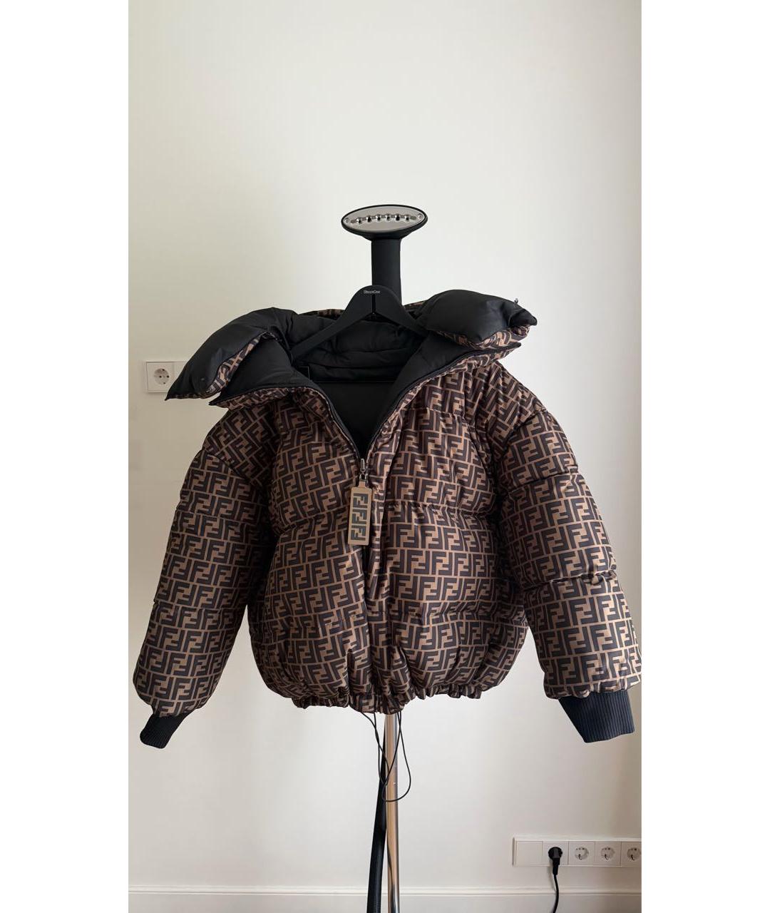 FENDI Черный полиэстеровый пуховик, фото 4