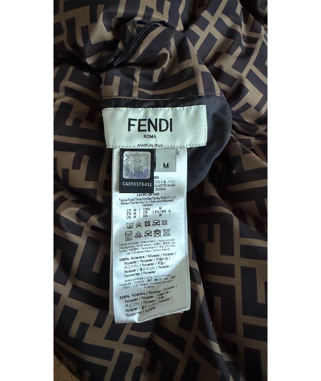 FENDI Черный полиэстеровый пуховик, фото 6