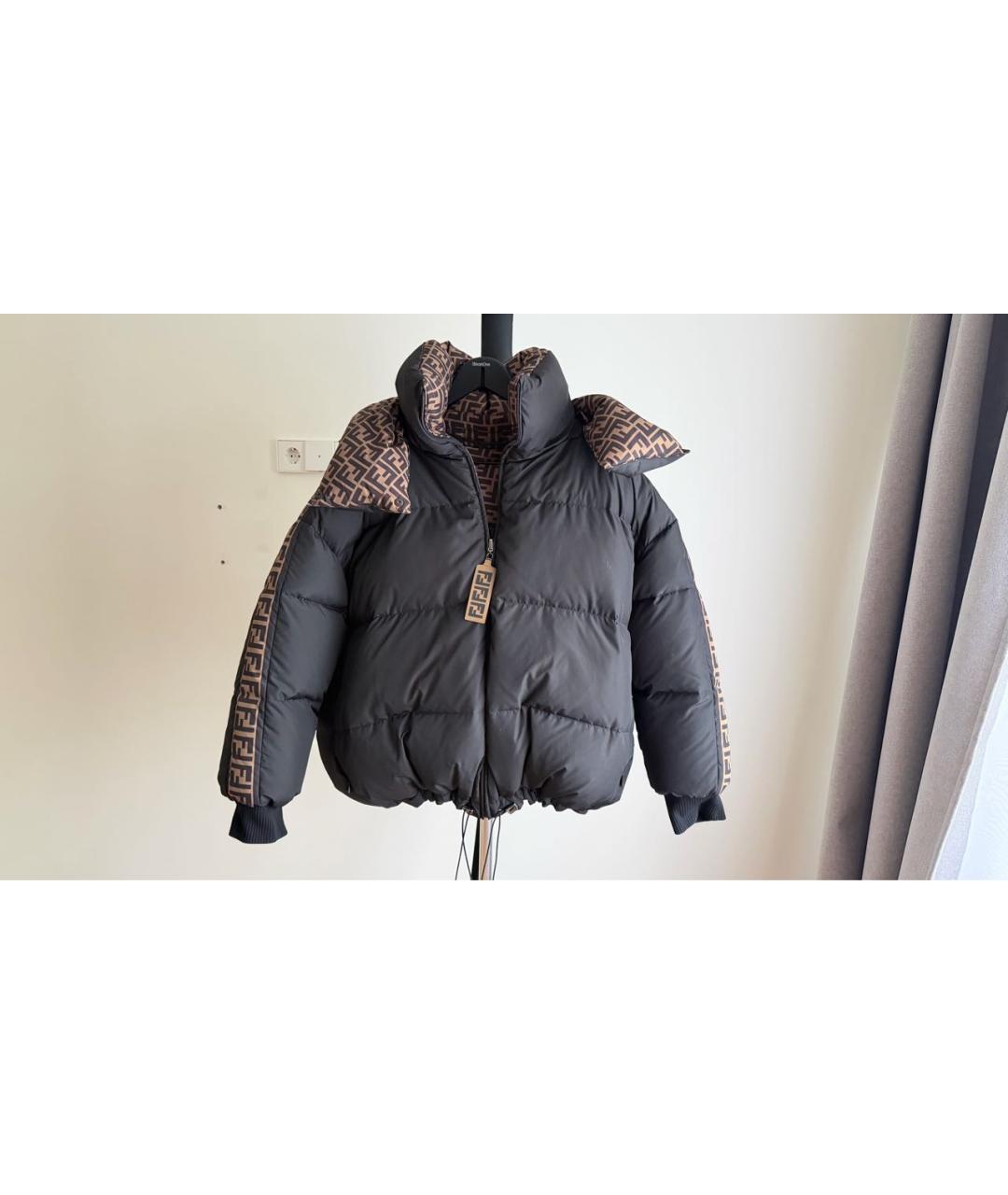 FENDI Черный полиэстеровый пуховик, фото 7