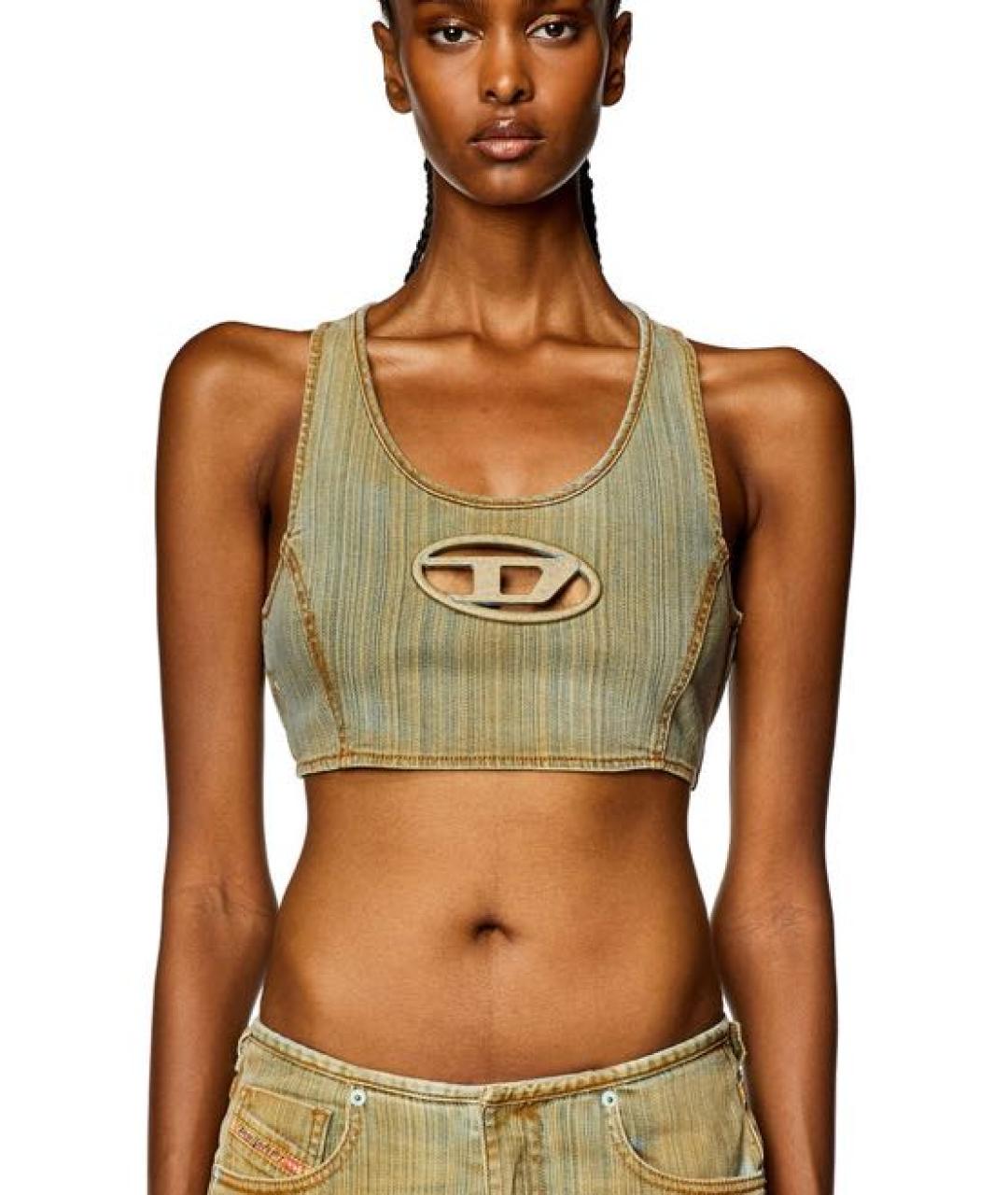 DIESEL Хаки деним футболка, фото 8