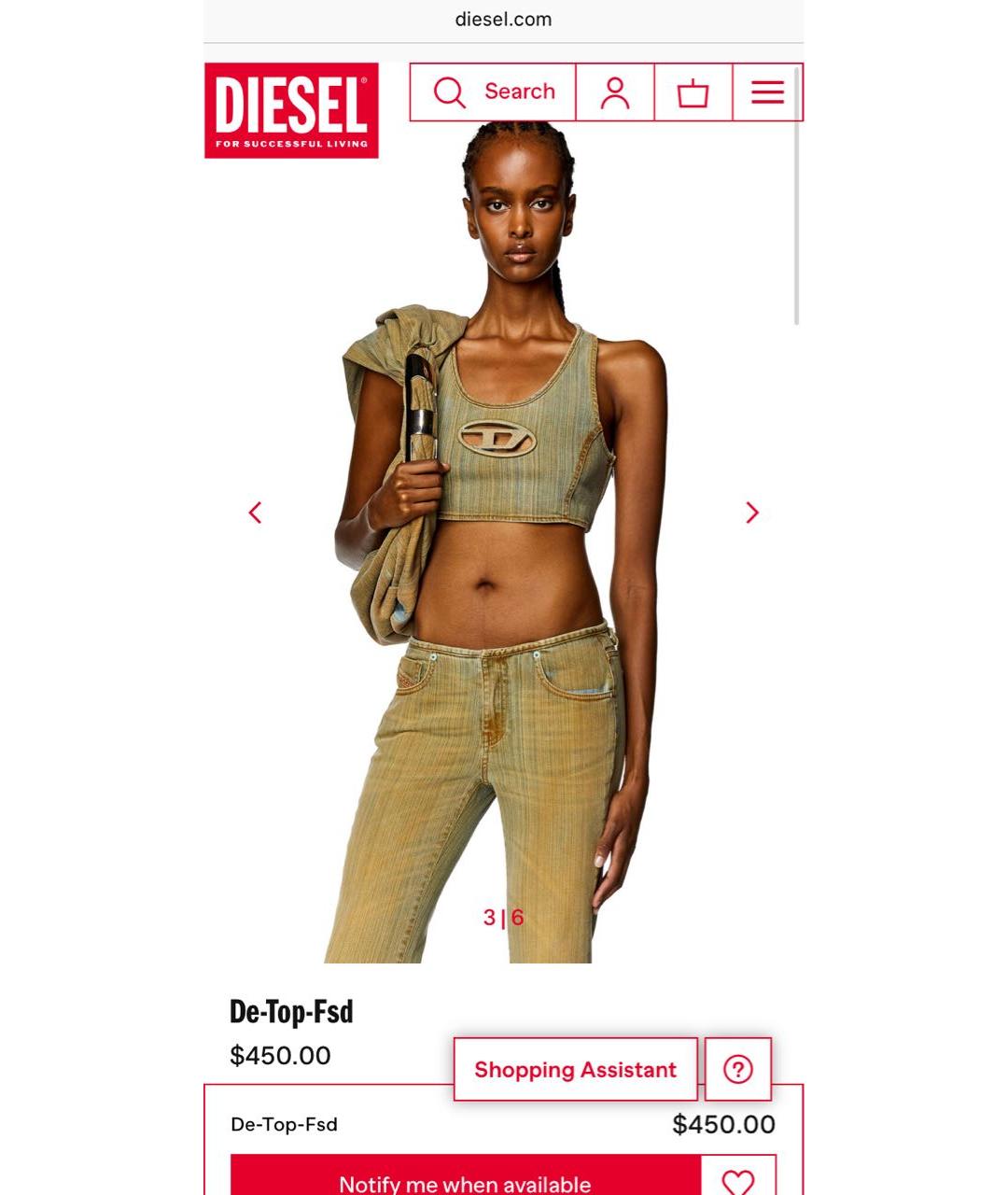 DIESEL Хаки деним футболка, фото 3