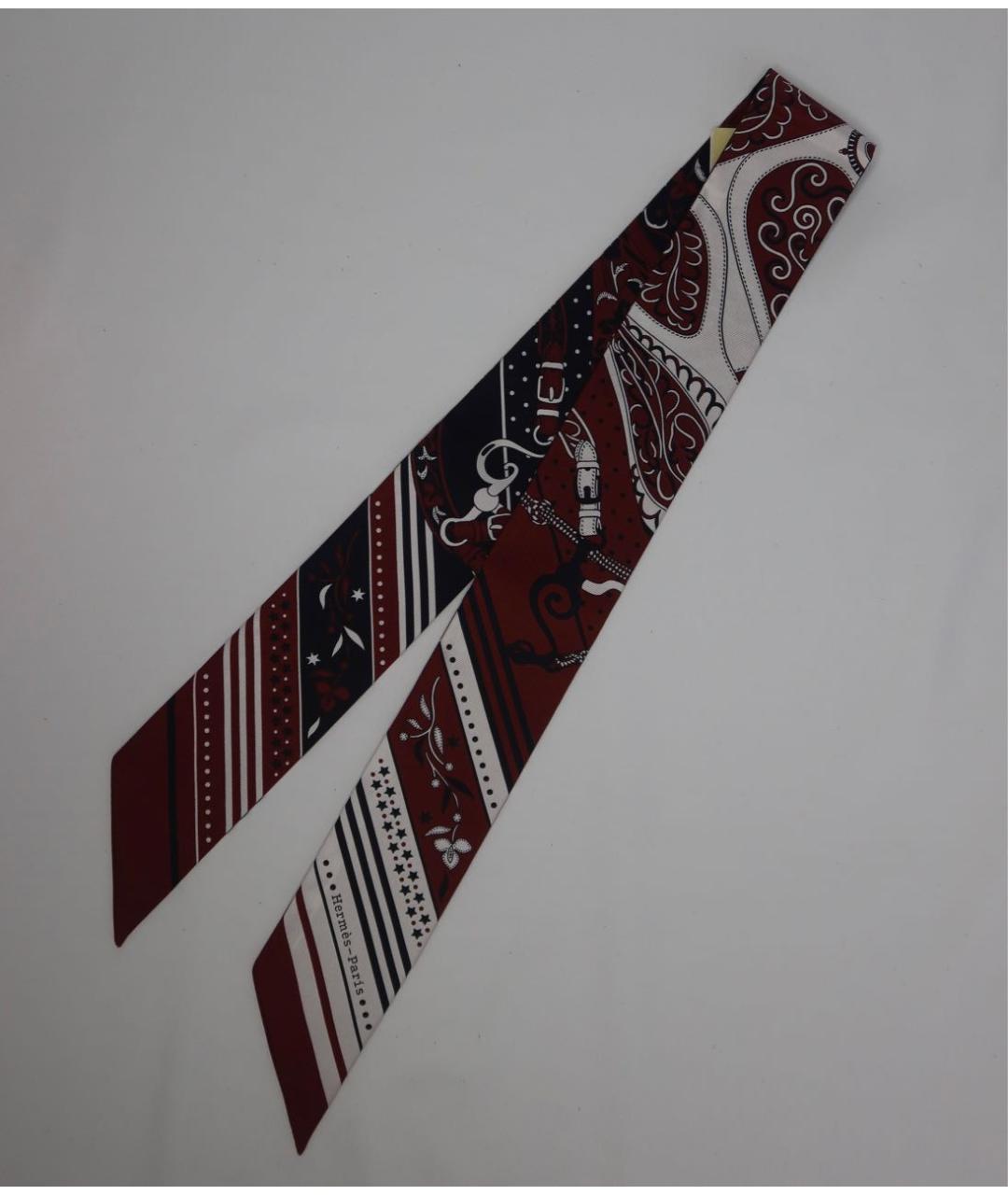 HERMES Бордовый шелковый платок, фото 7