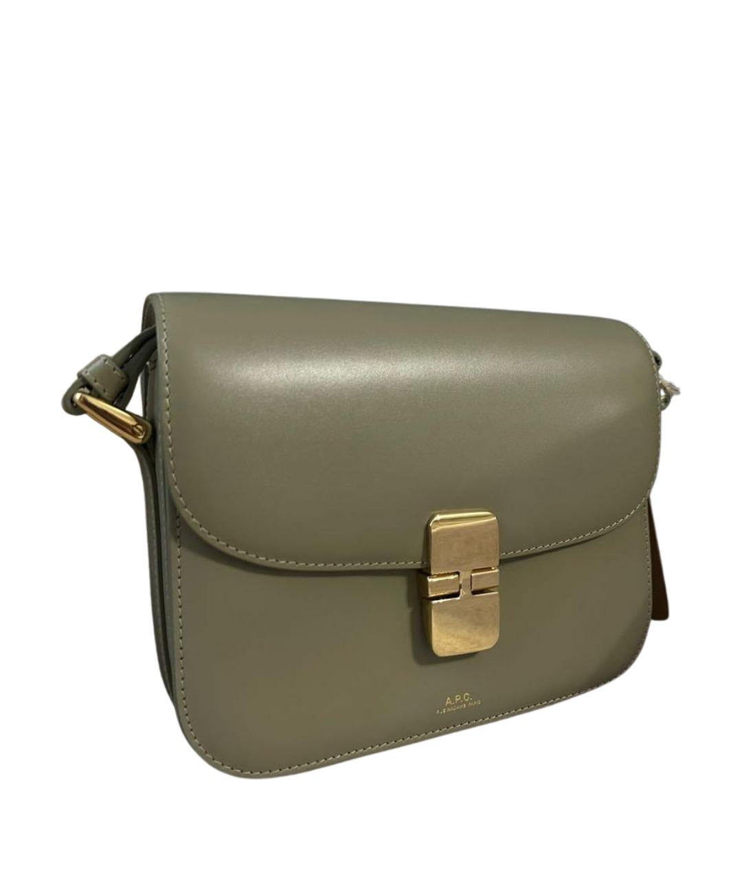 A.P.C. Хаки кожаная сумка через плечо, фото 1
