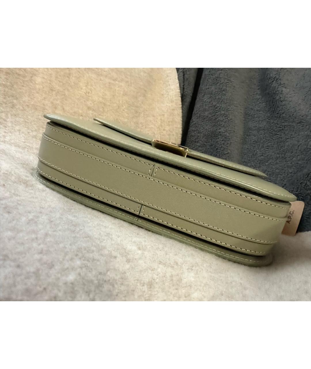 A.P.C. Хаки кожаная сумка через плечо, фото 3