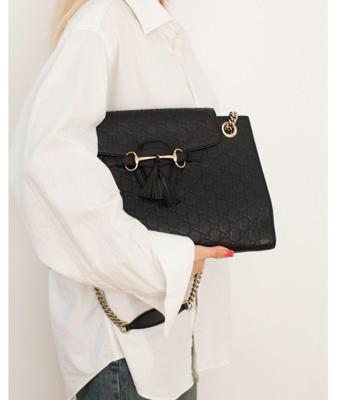 GUCCI Черная кожаная сумка через плечо, фото 4