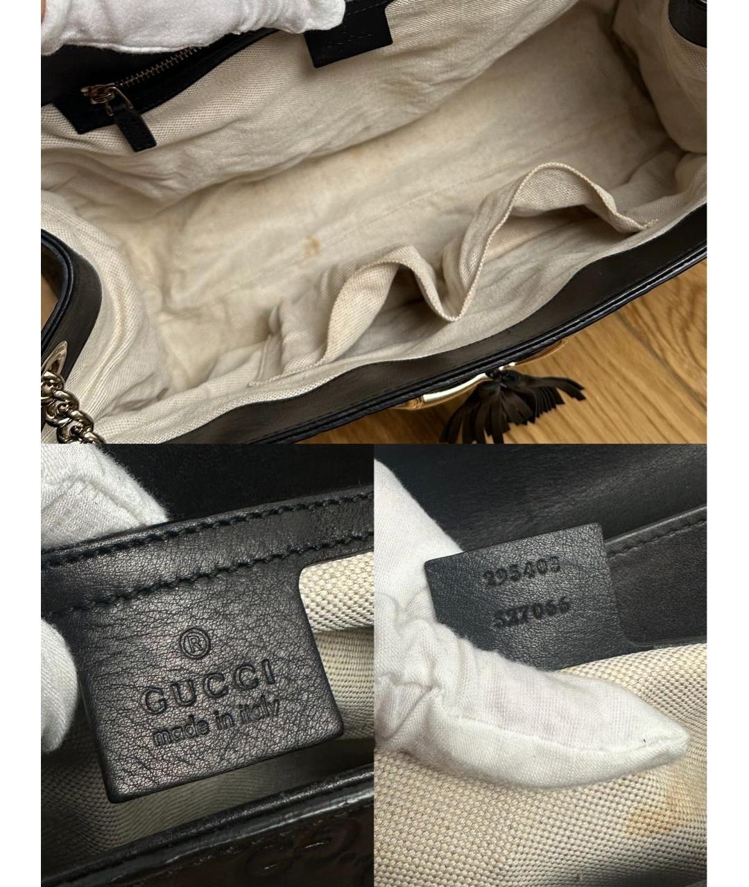 GUCCI Черная кожаная сумка через плечо, фото 7