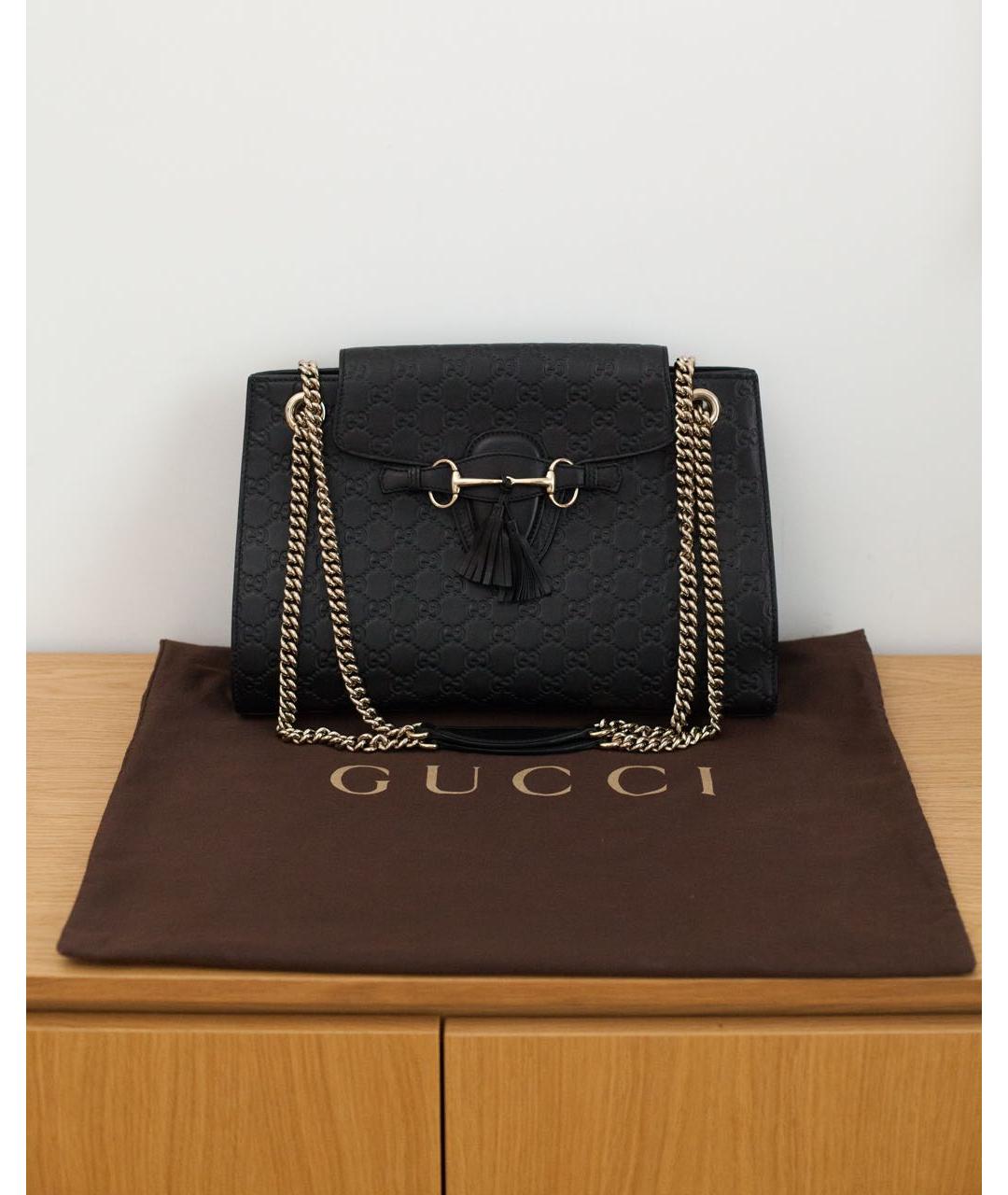 GUCCI Черная кожаная сумка через плечо, фото 8