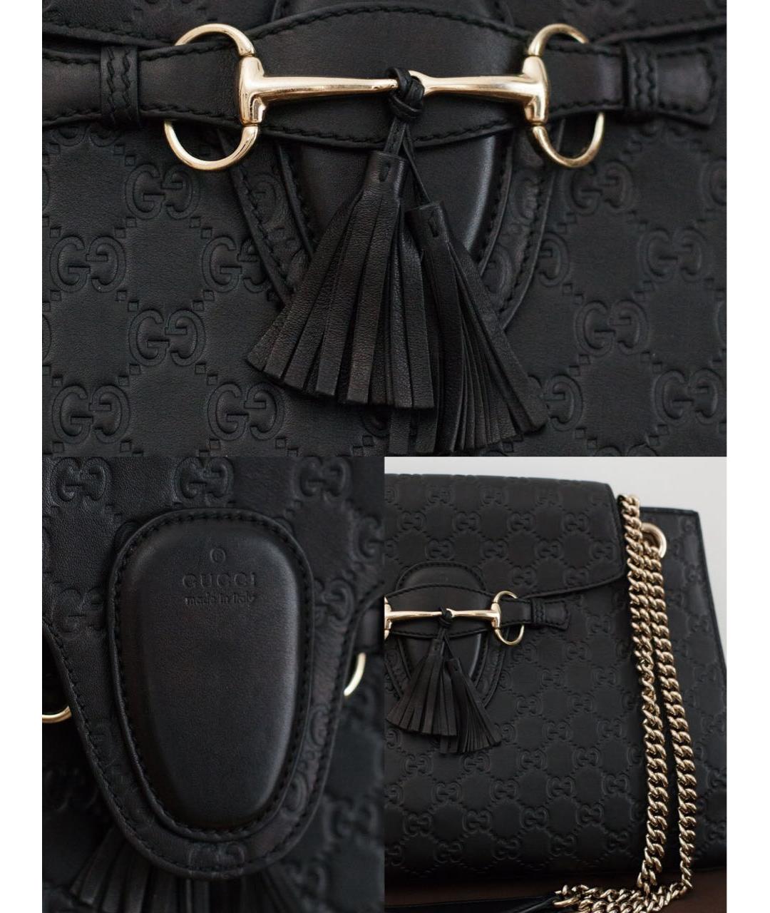 GUCCI Черная кожаная сумка через плечо, фото 6