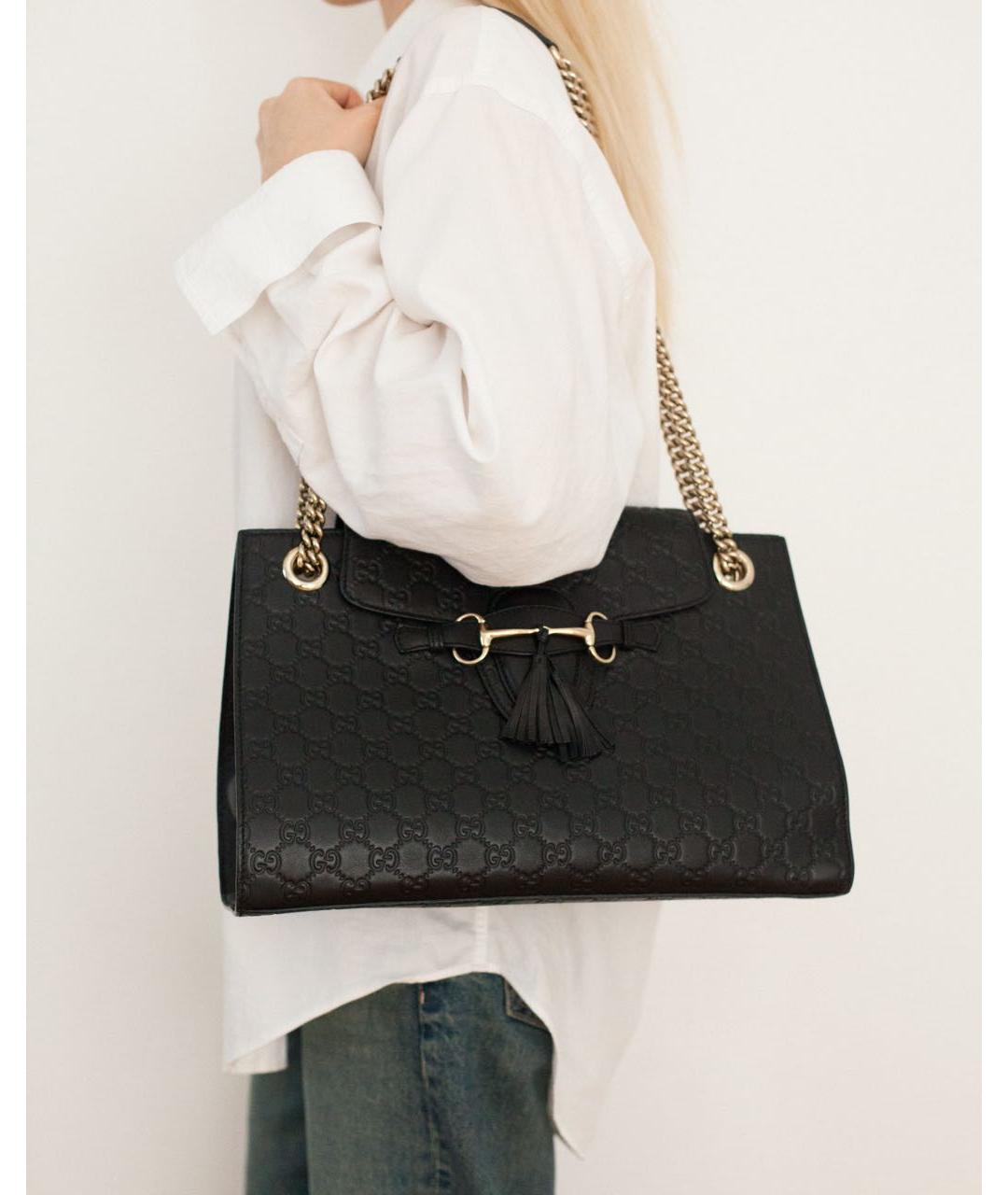 GUCCI Черная кожаная сумка через плечо, фото 2