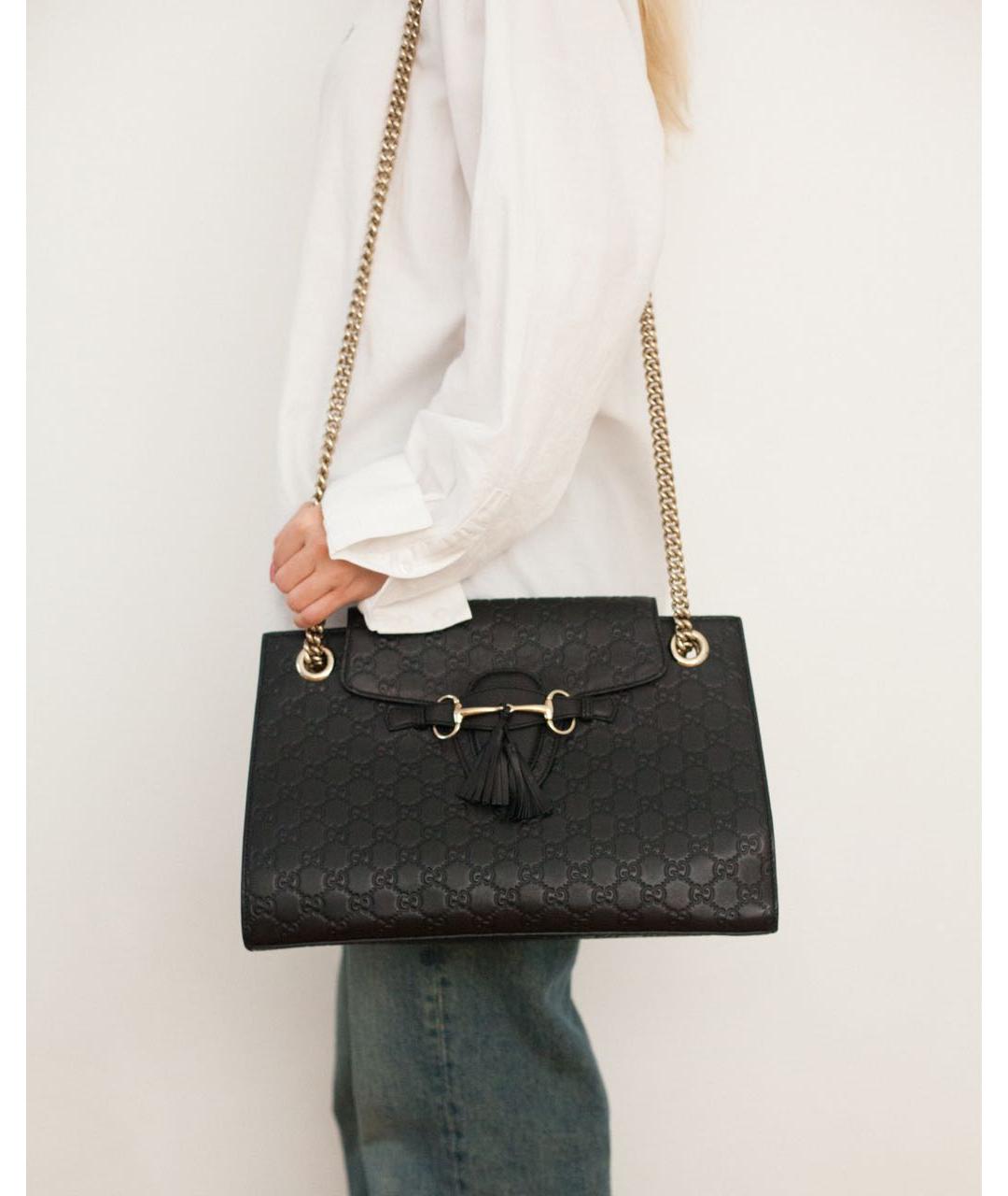GUCCI Черная кожаная сумка через плечо, фото 3