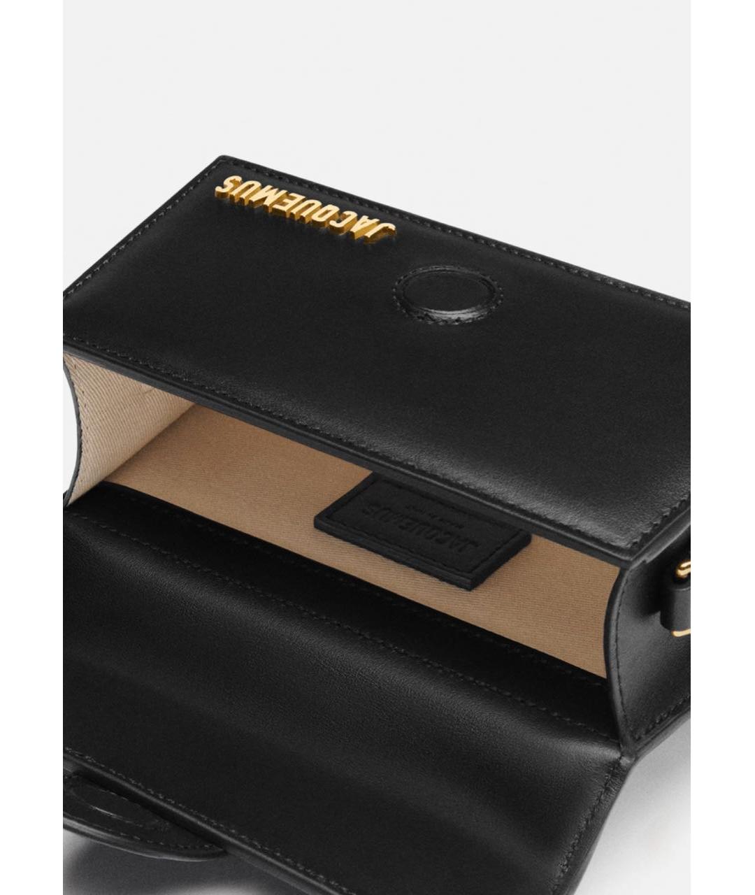 JACQUEMUS Черная кожаная сумка тоут, фото 4