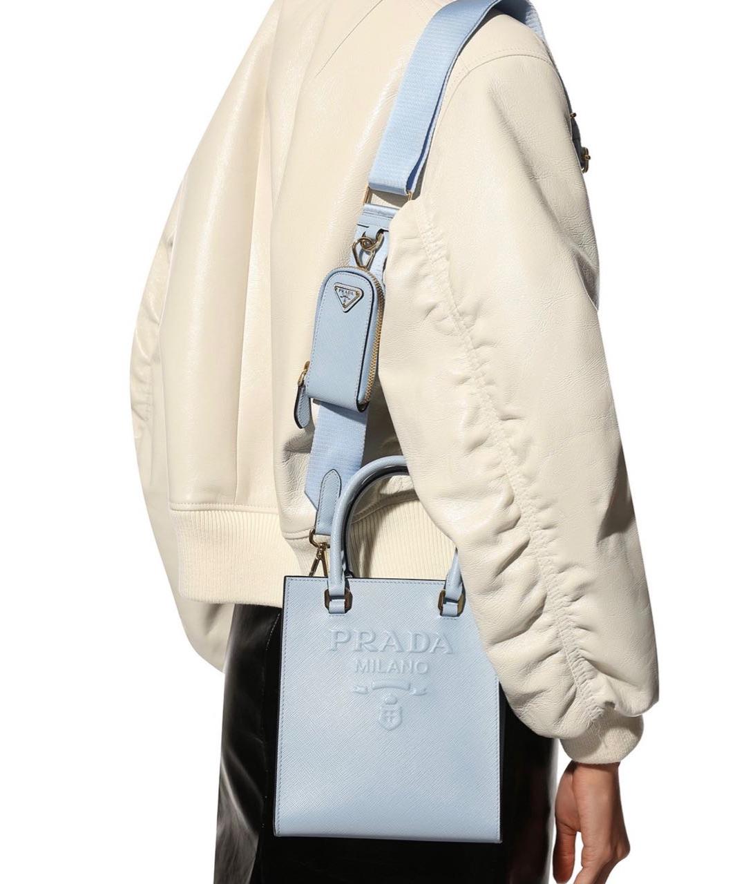 PRADA Голубая кожаная сумка через плечо, фото 4
