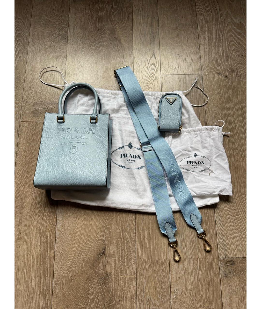 PRADA Голубая кожаная сумка через плечо, фото 6