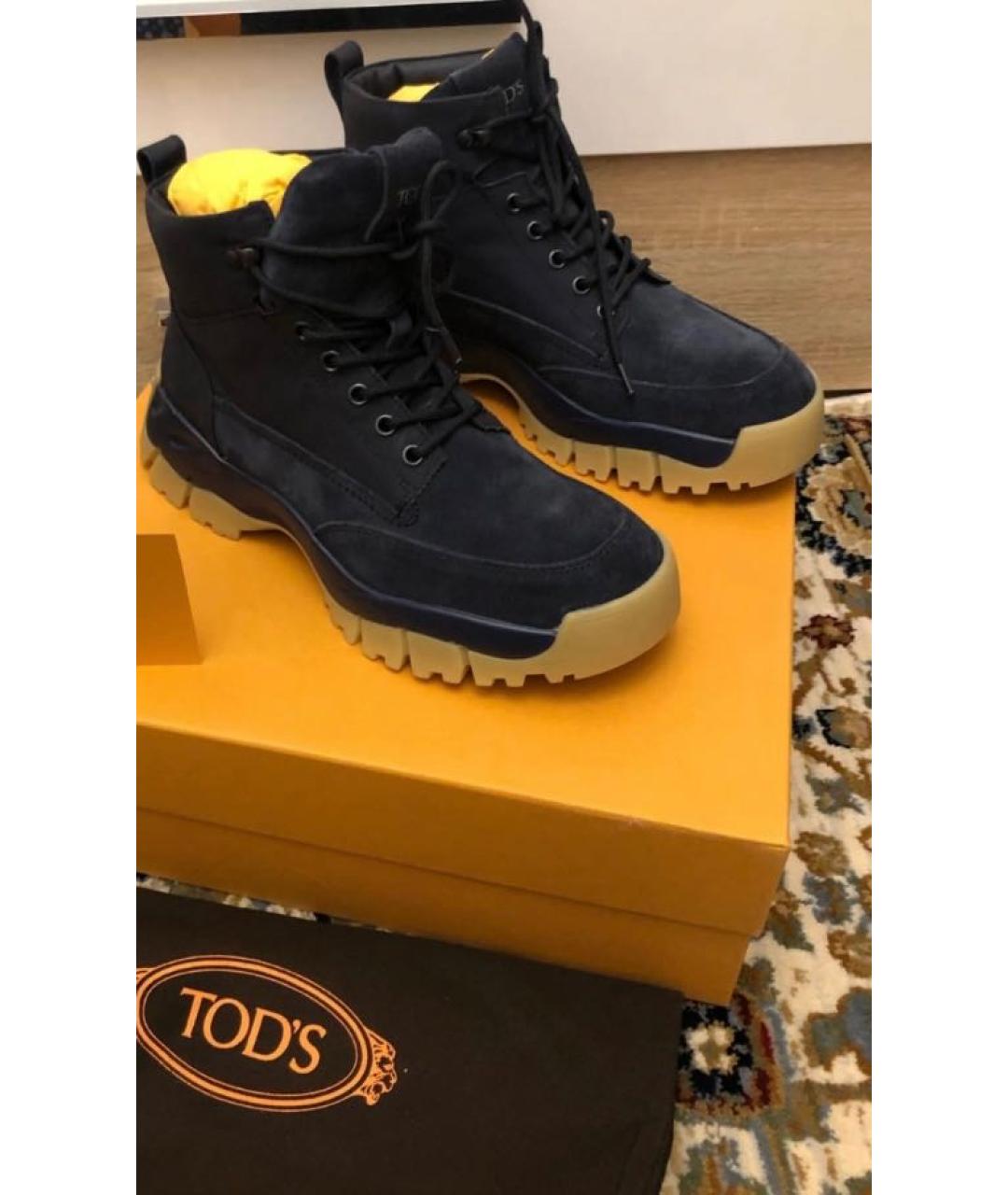 TOD'S Темно-синие высокие ботинки, фото 2