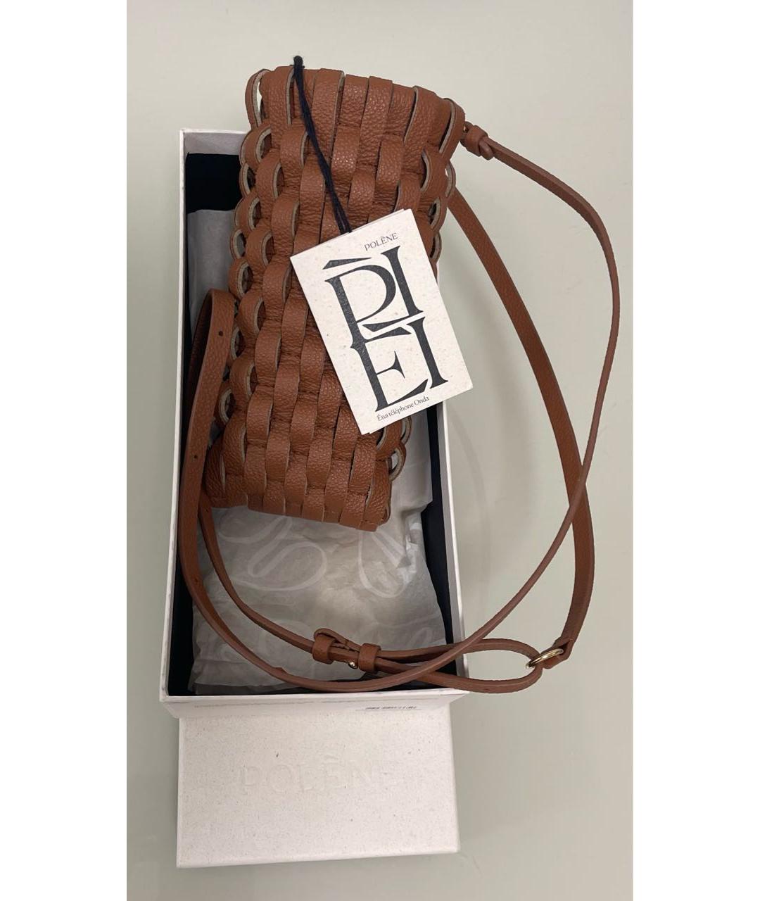 POLENE Коричневая кожаная сумка через плечо, фото 6