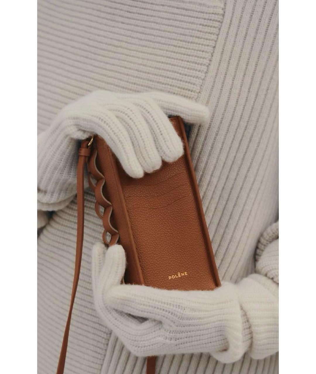 POLENE Коричневая кожаная сумка через плечо, фото 3