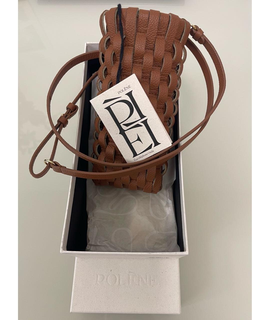 POLENE Коричневая кожаная сумка через плечо, фото 4