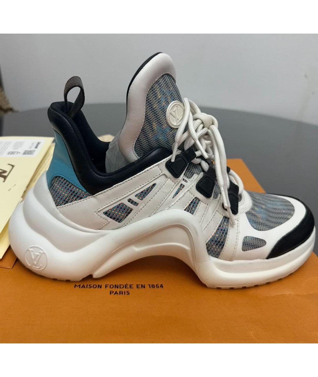 LOUIS VUITTON Серые кожаные кроссовки, фото 9