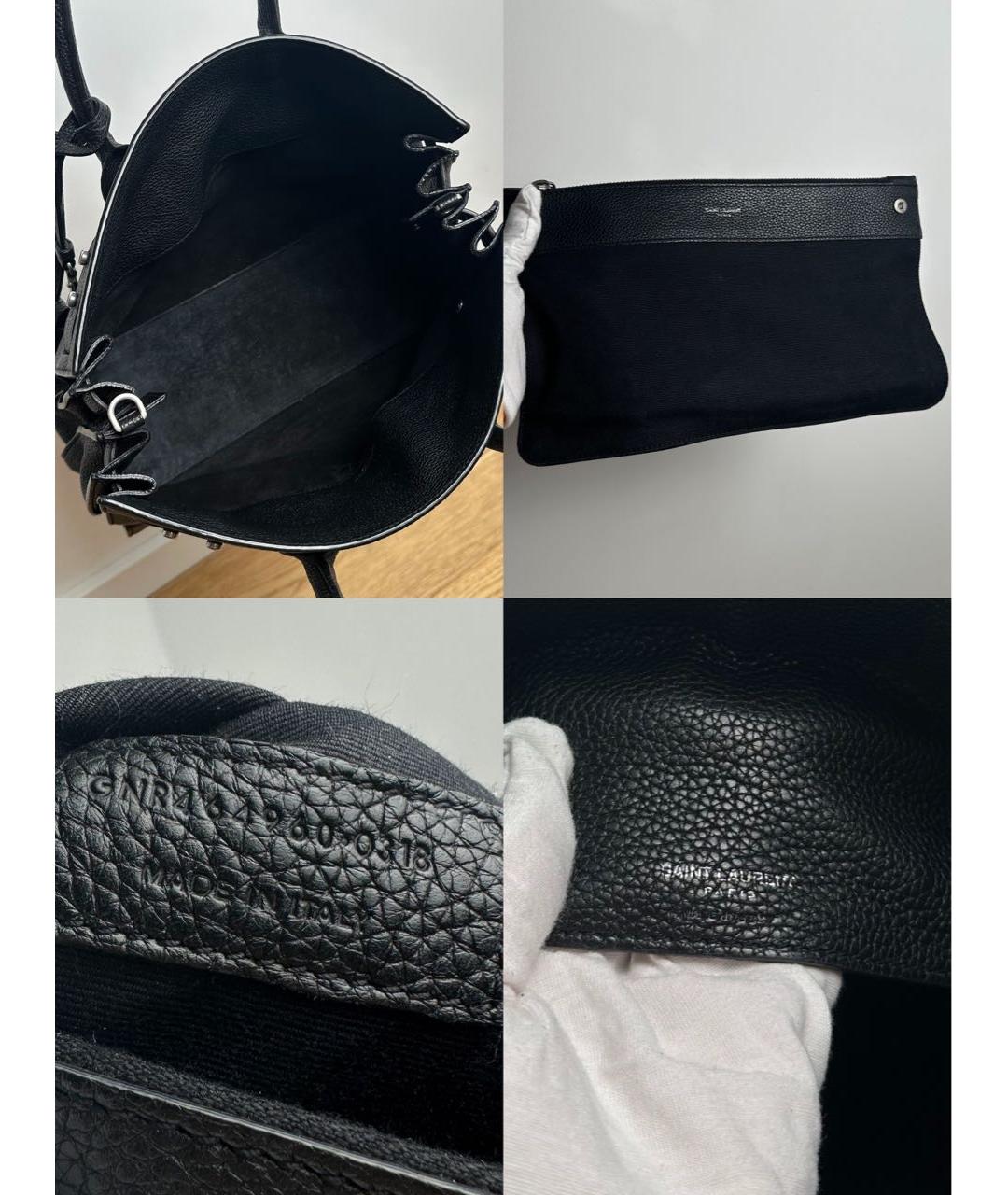 SAINT LAURENT Черная кожаная сумка с короткими ручками, фото 5