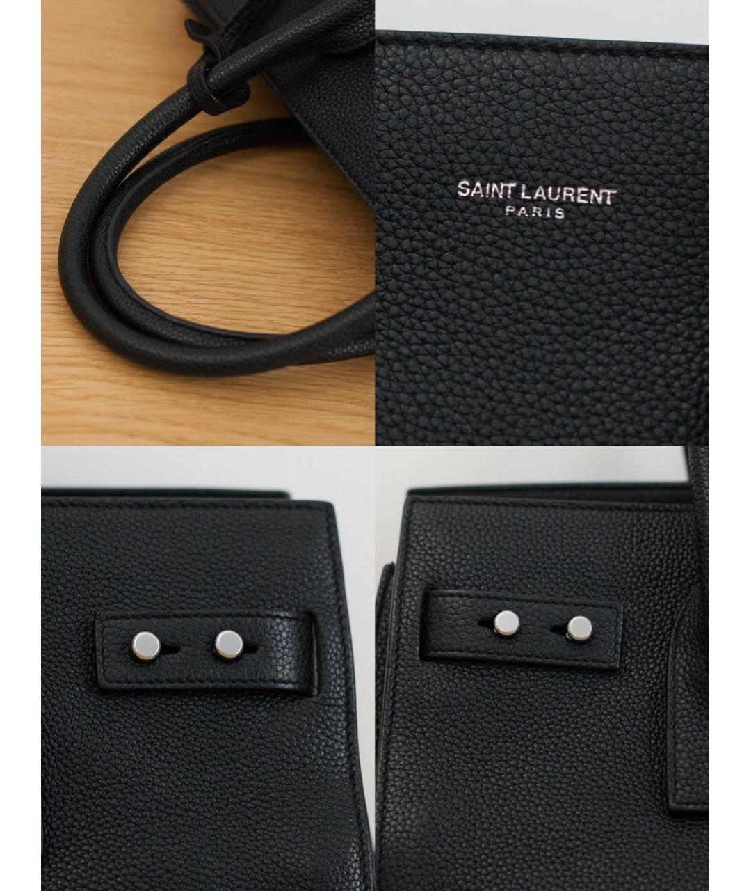 SAINT LAURENT Черная кожаная сумка с короткими ручками, фото 8