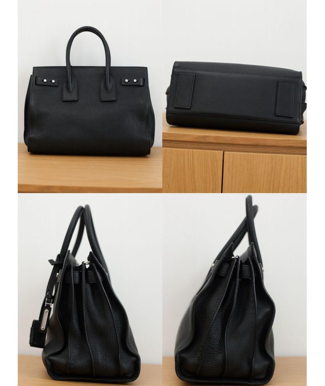 SAINT LAURENT Черная кожаная сумка с короткими ручками, фото 6