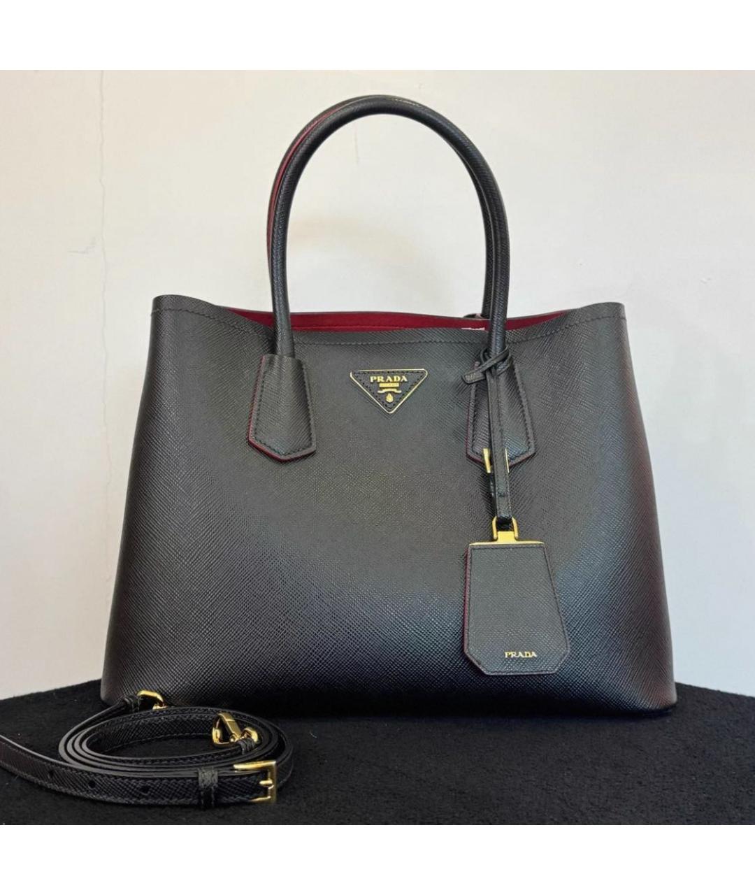 PRADA Черная кожаная сумка с короткими ручками, фото 2