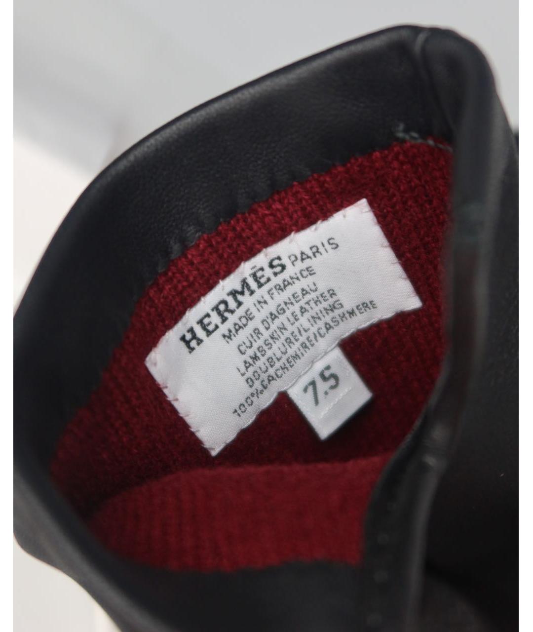 HERMES Черные кожаные перчатки, фото 5