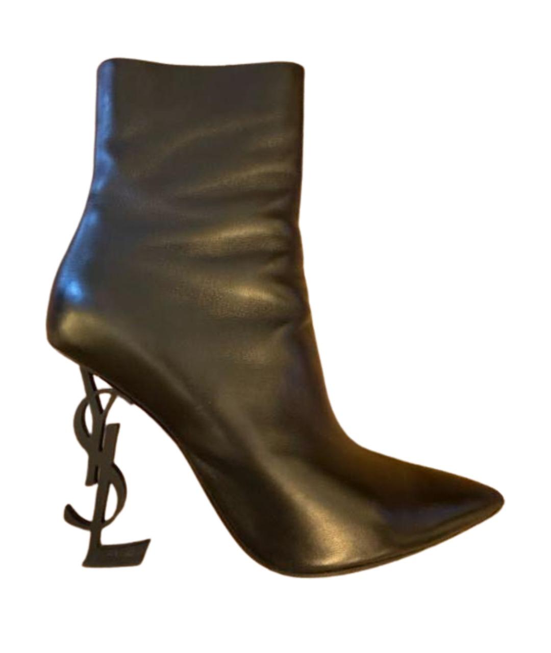 SAINT LAURENT Черные кожаные ботильоны, фото 1