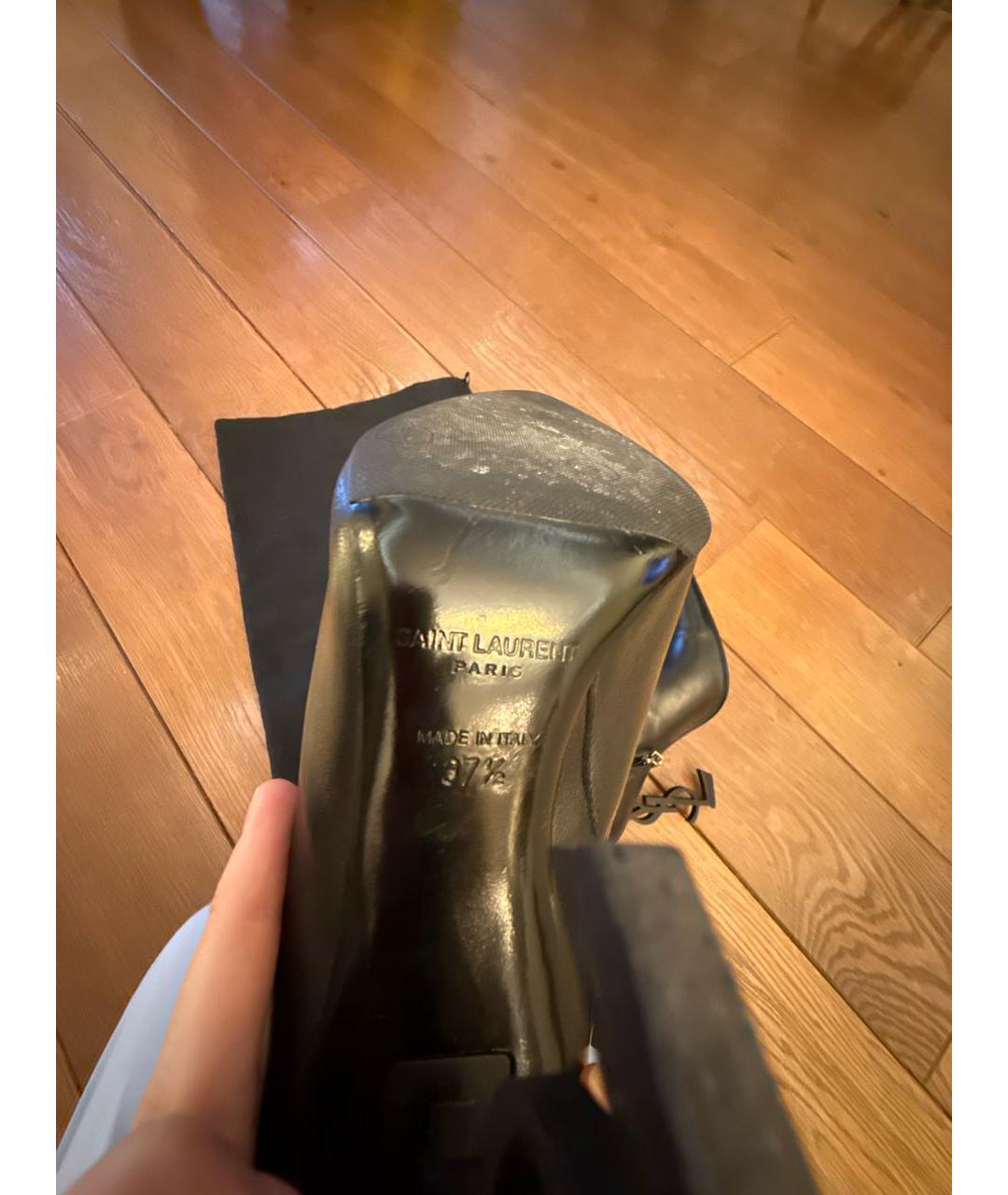 SAINT LAURENT Черные кожаные ботильоны, фото 4