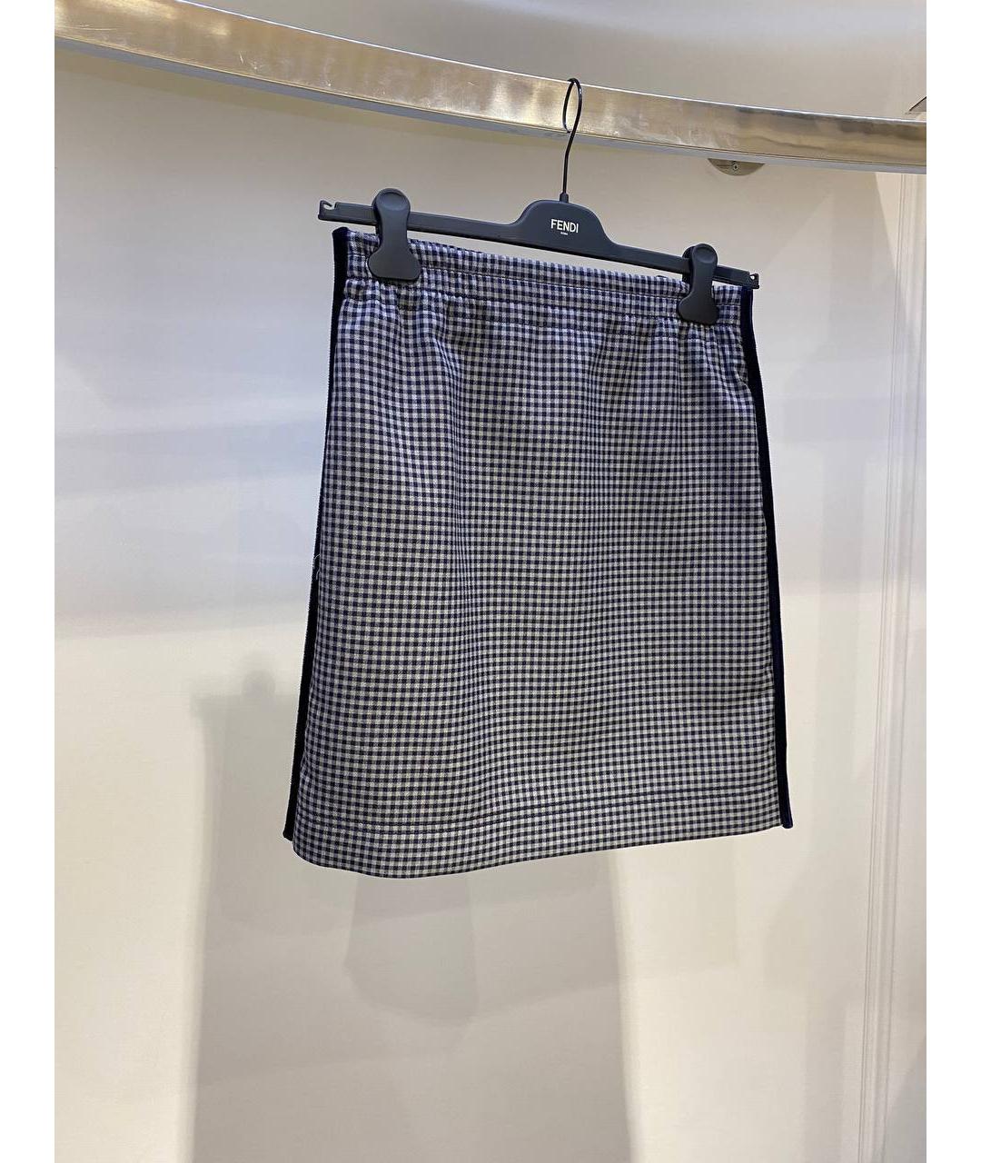 FENDI Серая шерстяная юбка мини, фото 3