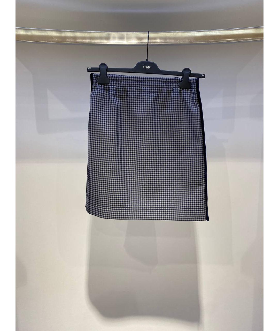 FENDI Серая шерстяная юбка мини, фото 4