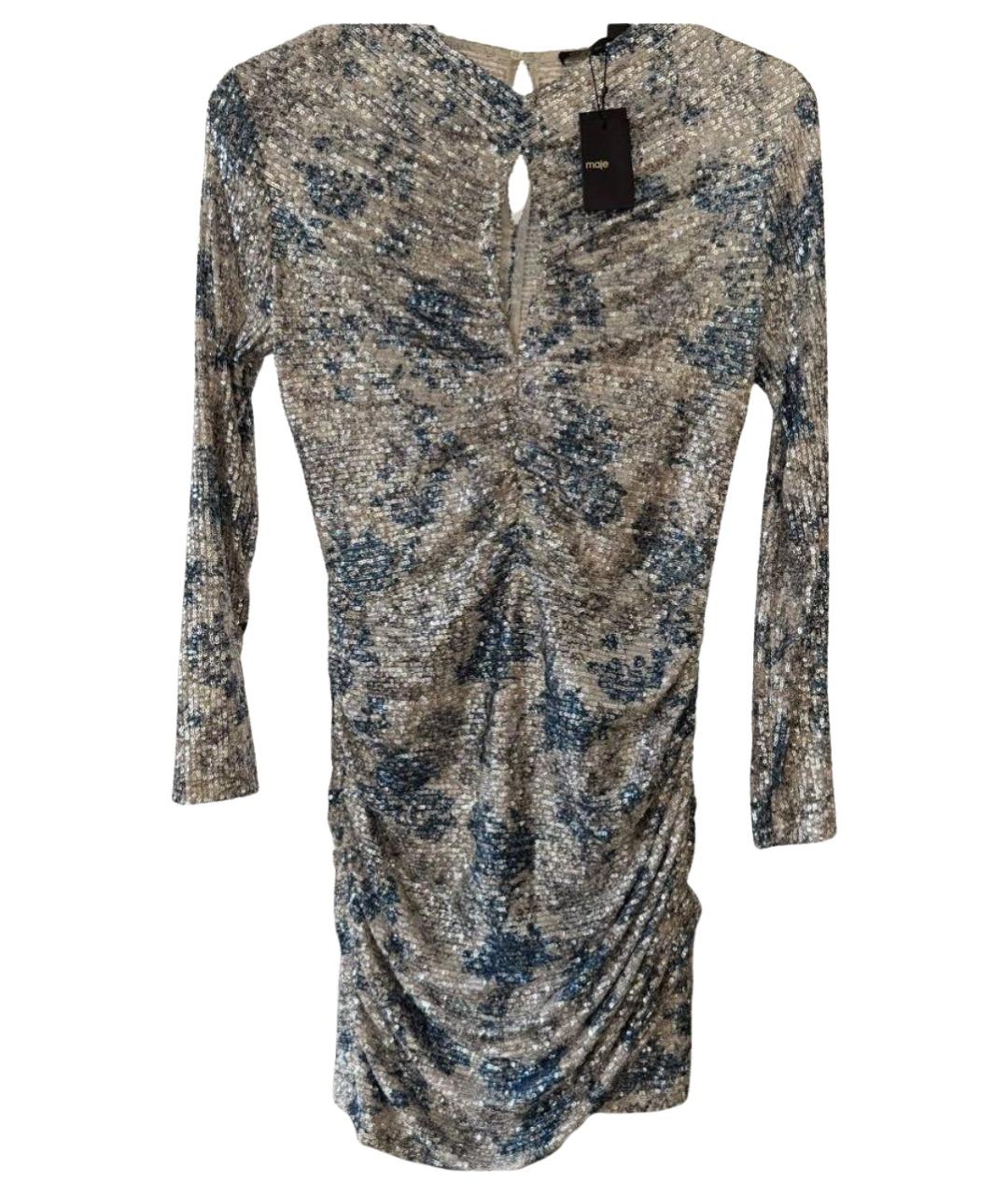 MAJE Серебряное полиэстеровое коктейльное платье, фото 1