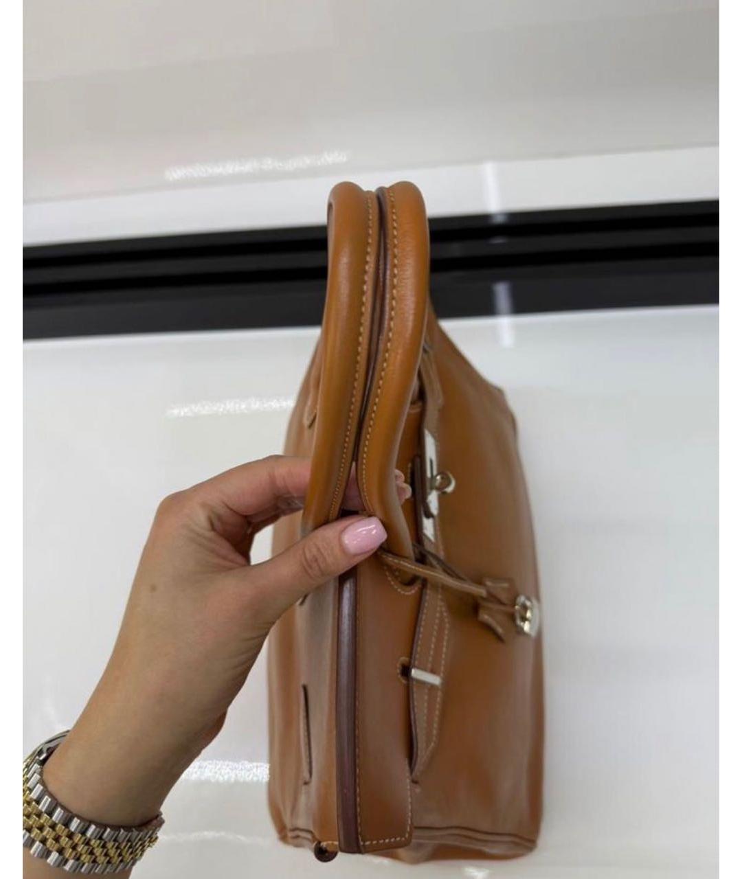 HERMES Коричневая кожаная сумка с короткими ручками, фото 7