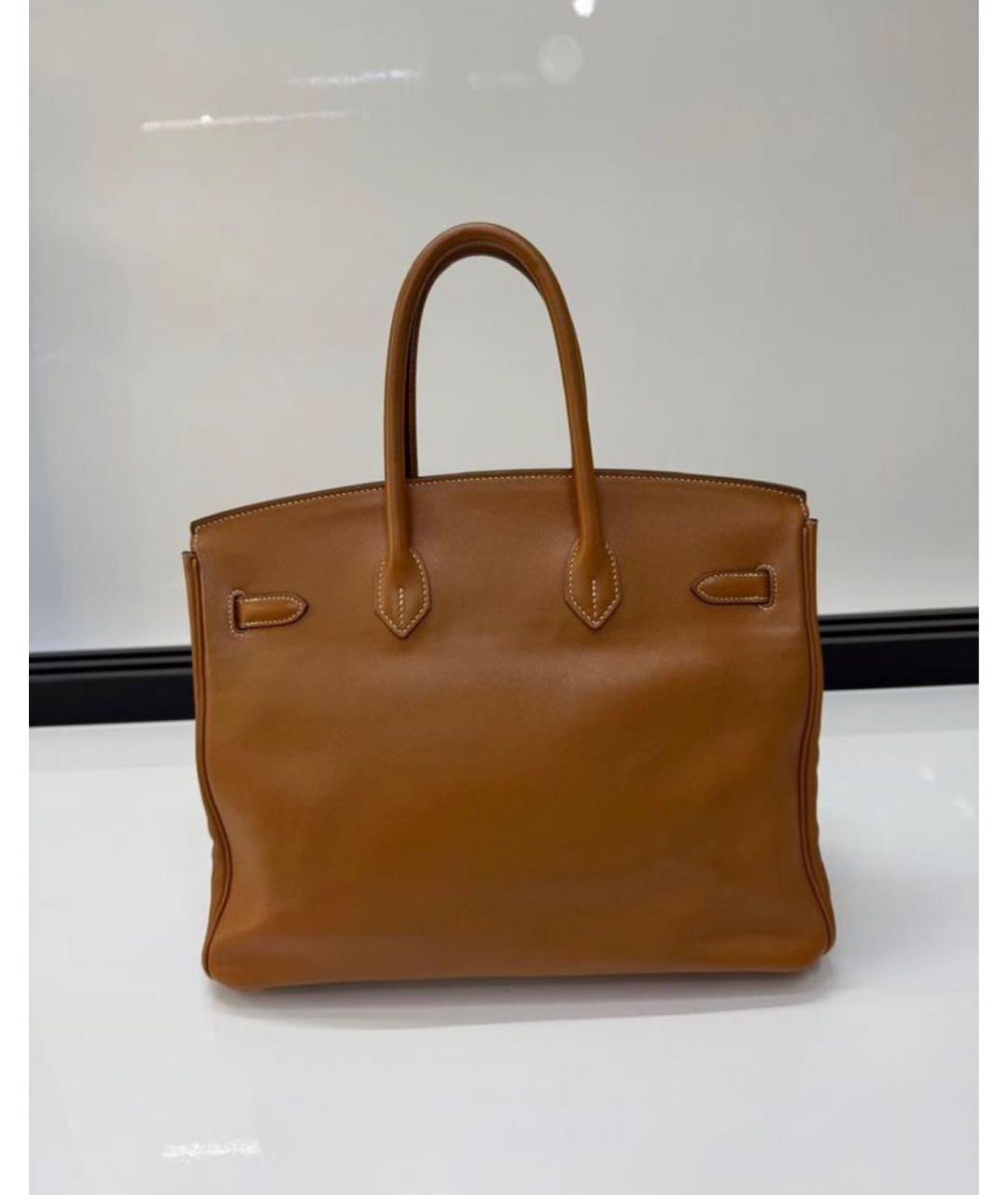 HERMES Коричневая кожаная сумка с короткими ручками, фото 3