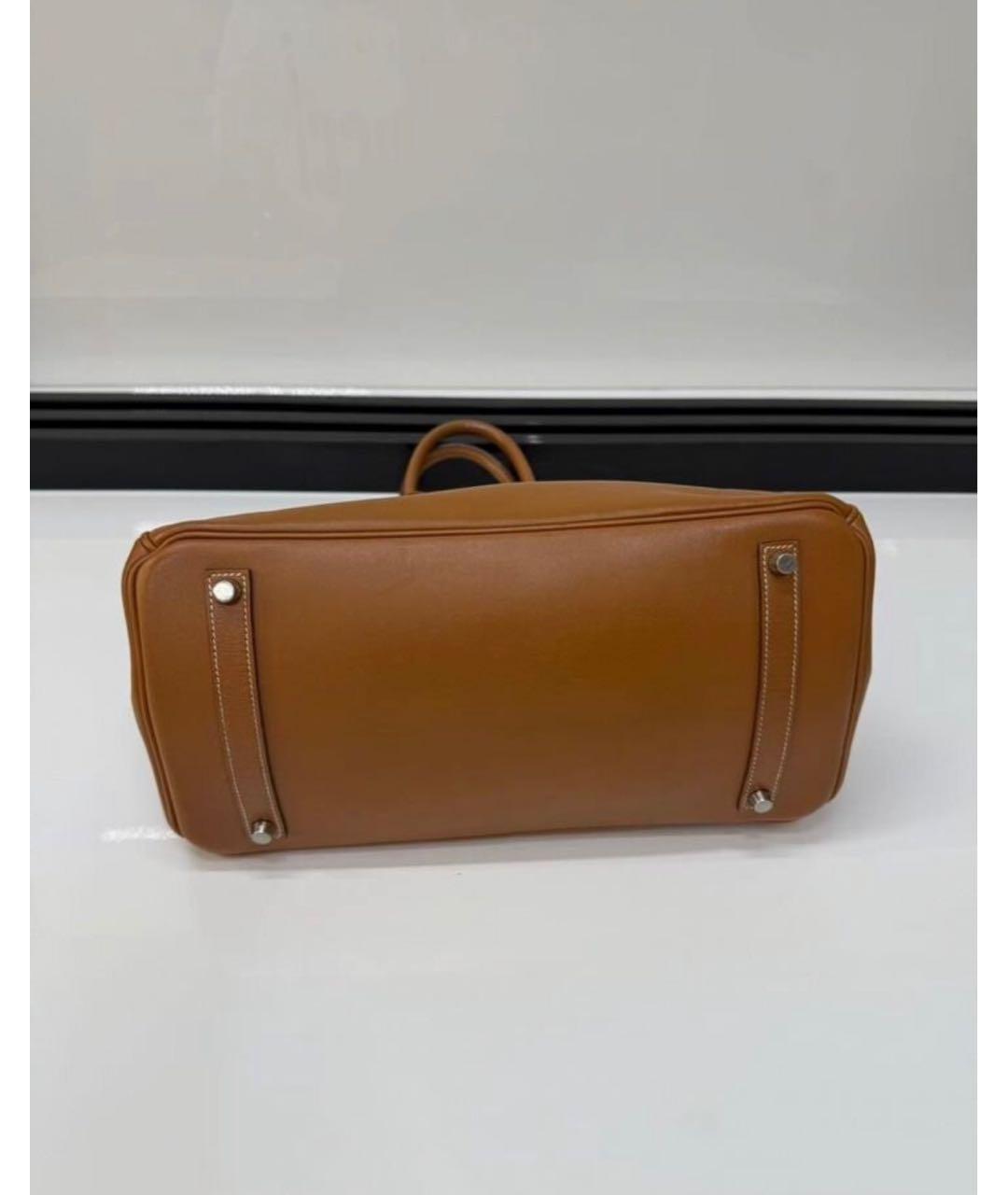 HERMES Коричневая кожаная сумка с короткими ручками, фото 8