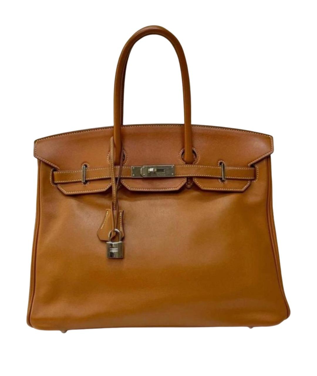 HERMES Коричневая кожаная сумка с короткими ручками, фото 1